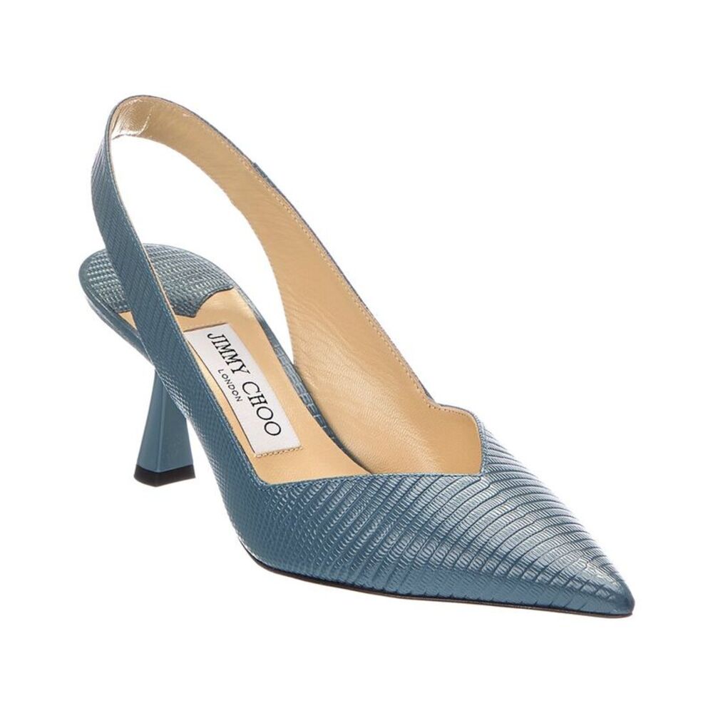 Jimmy Choo Liya 65 Lizard-Embossed Leather Slingback Pump, Blue